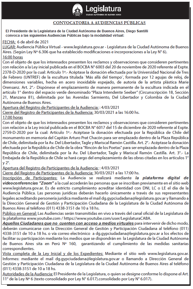 AUDIENCIA PUBLICA 6 DE ABRIL 16 HORAS